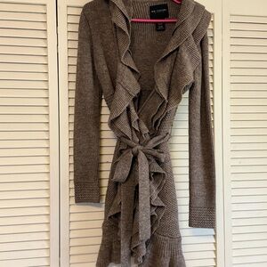 Miss Me Brown Ruffled Knit Cardigan